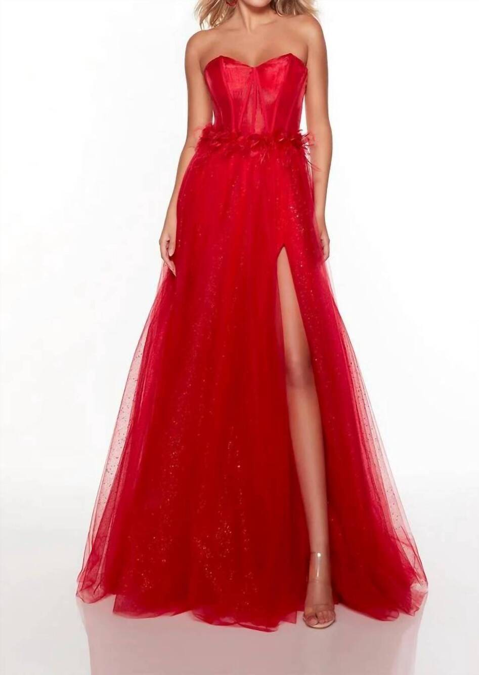 NEW ALYCE PARIS sequined fit and flare prom maxi dress in red